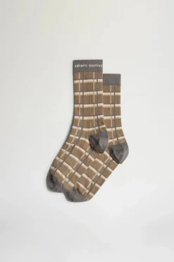 Accessori Morbidi|Uomo^Antonio Marras Calze a Quadri Marroni e Beige