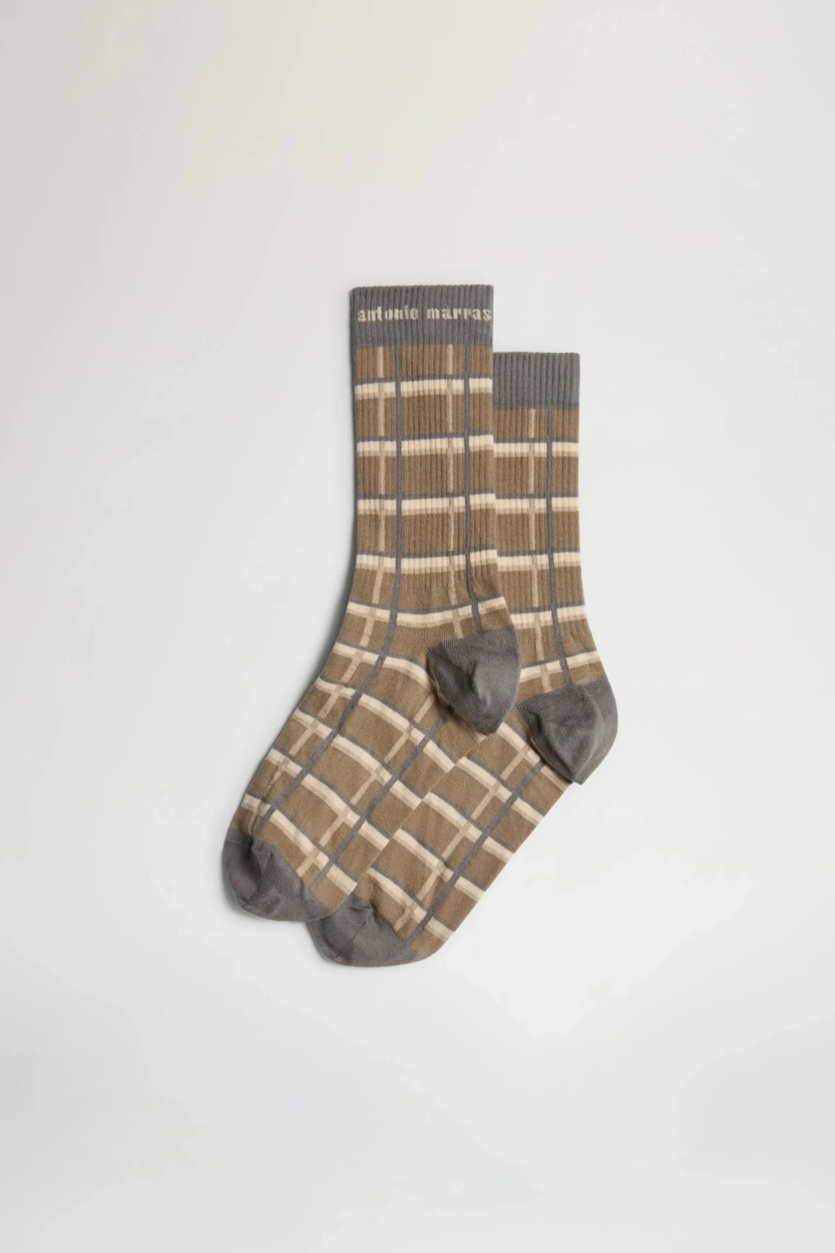 Accessori Morbidi|Uomo^Antonio Marras Calze a Quadri Marroni e Beige
