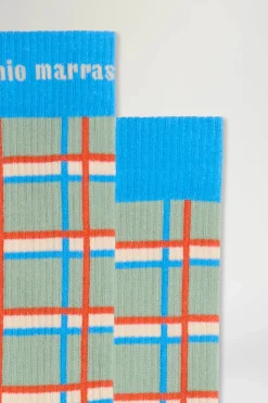 Accessori Morbidi|Uomo^Antonio Marras Calze a Quadri Verdi e Blu