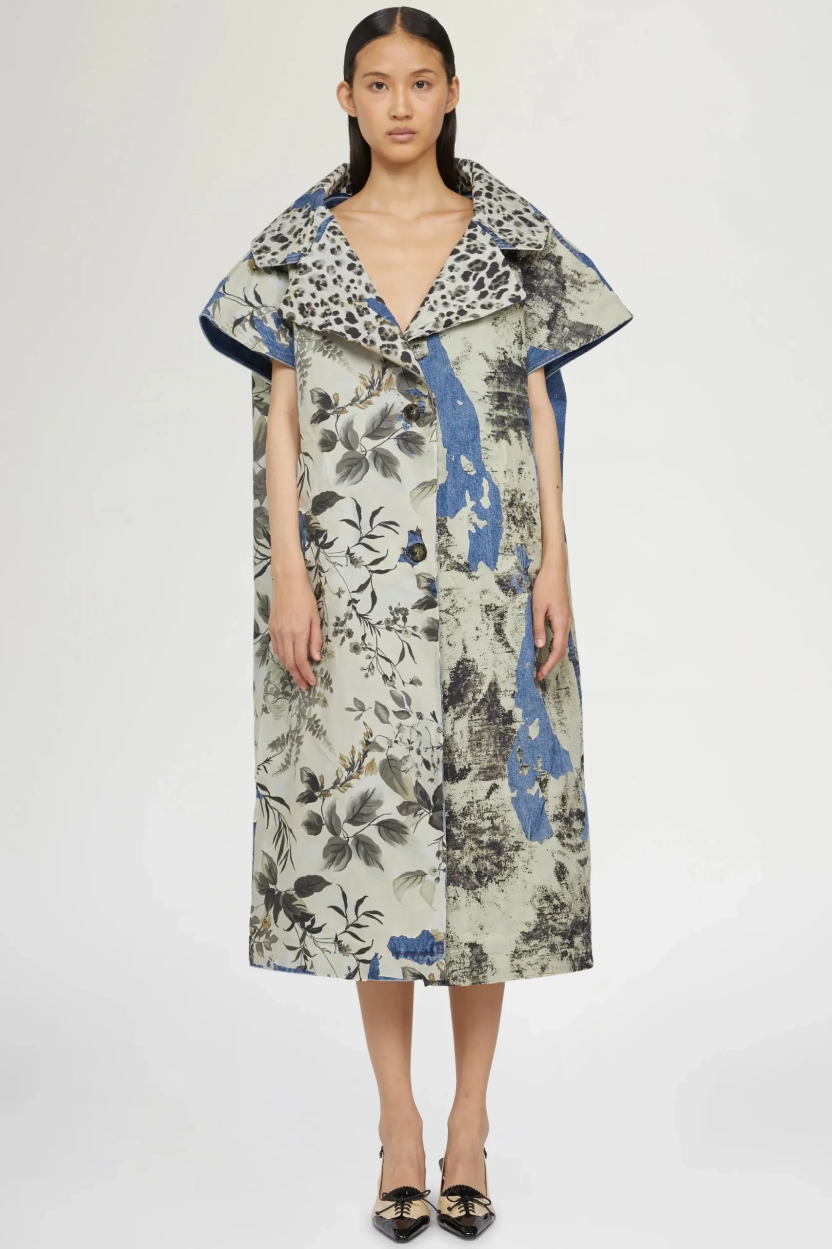 Giacche E Capispalla^Antonio Marras Cappotto in Denim Stampa Tropicale