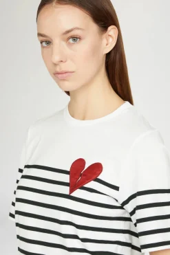 Magliette E Top^Antonio Marras T-shirt Cuore Spezzato a Righe